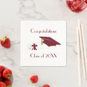 マルーン&ホワイト卒業パーティー紙ナプキンス スタンダードカクテルナプキン (インサイチュ)