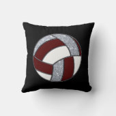 マルーン、ホワイト、シルバーバレーボールチームのギフトアイディア クッション (裏面)
