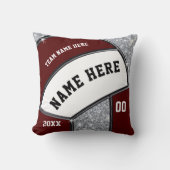 マルーン、ホワイト、シルバーバレーボールチームのギフトアイディア クッション (正面)