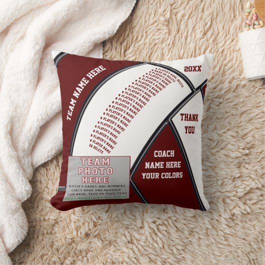マルーン、ホワイト、バレパーソナライズされたーボールのコーチ贈り物 クッション (ブランケット)