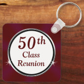 マルーン、ホワイト、第50回高校懇親会おみやげ キーホルダー (裏面)