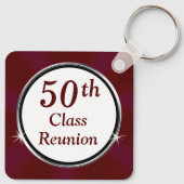 マルーン、ホワイト、第50回高校懇親会おみやげ キーホルダー (裏面)