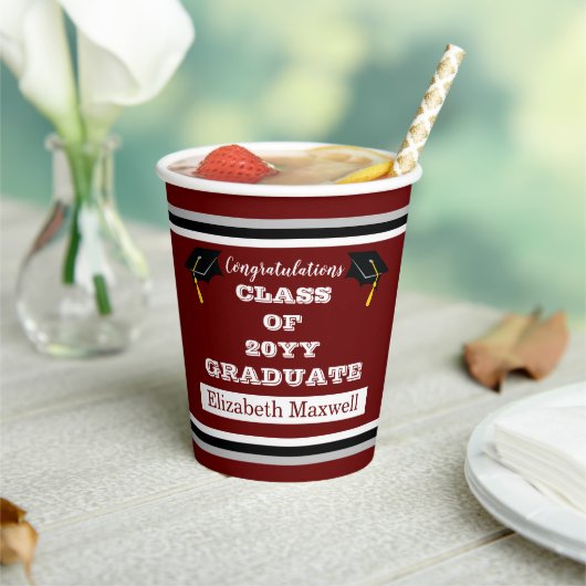マルーン |卒業祝い白人卒業式 紙コップ (インサイチュ)