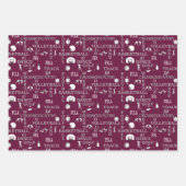 マルーン、白とグレーのギフトラッピング紙 ラッピングペーパーシート (正面)