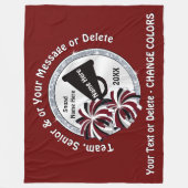 マルーン、白、黒い応援の毛布カスタムを使用 フリースブランケット (正面)