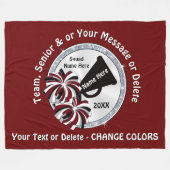 マルーン、白、黒い応援の毛布カスタムを使用 フリースブランケット (正面(横))