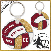 マルーン、金ゴールドと白の安いバレーボールお土産 キーホルダー