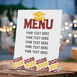 マルーン&金ゴールドイエロー卒業メニューパーティー 台座サイン