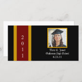 マルーン&金ゴールドスクール卒業フォトカード 案内状 (正面/裏面)