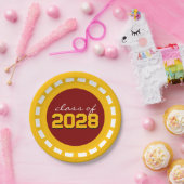 マルーン&金ゴールドフィルムストリップクラス卒業 ペーパープレート (パーティー)