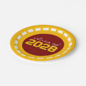 マルーン&金ゴールドフィルムストリップクラス卒業 ペーパープレート (アングル)