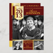 マルーン&金ゴールドフォト招待状F 招待状 (正面/裏面)