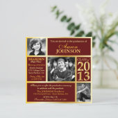 マルーン&金ゴールドフォト招待状H 招待状 (スタンド正面)