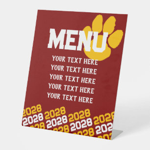 マルーン&金ゴールドポープリント卒業メニューパーティー 台座サイン