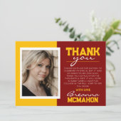 マルーン&金ゴールド卒業写真サンキューカード 招待状 (スタンド正面)