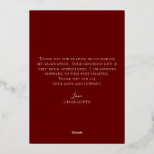 マルーン&金ゴールド卒業写真サンキューカード 箔招待状 (裏面)