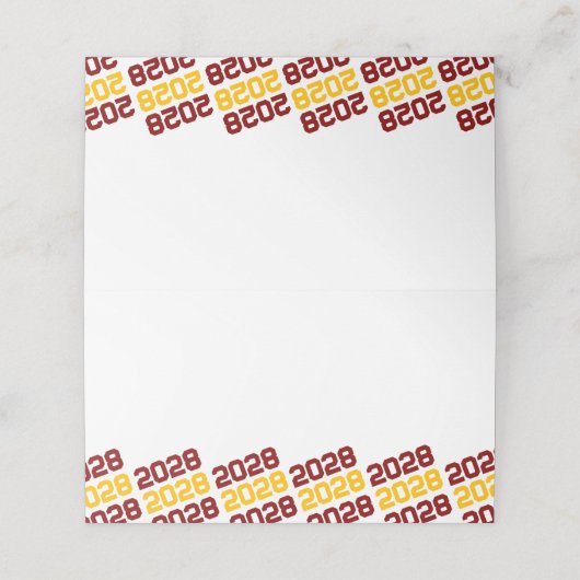 マルーン&金ゴールド学年の折り畳み食品または プレイスカード (外部開封)