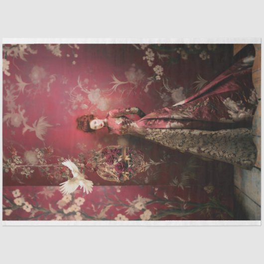 マルーン&金ゴールド控えめなエレガント女性 薄葉紙 (正面)