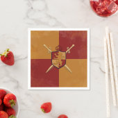 マルーン&金ゴールド王室のキナーグリフィンシールドパーティー スタンダードカクテルナプキン (インサイチュ)