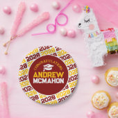 マルーン、金ゴールド&ホワイト卒業パーソナライズされた ペーパープレート (パーティー)