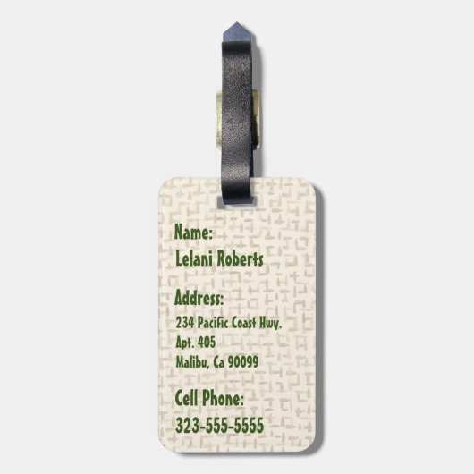 マレアモンステラトロピカルハワイアンウォーターカラーグリーン ラゲッジタグ (裏面縦)