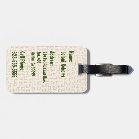 マレアモンステラトロピカルハワイアンウォーターカラーグリーン ラゲッジタグ (裏面横)