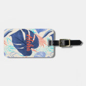 マレアモンステラトロピカルハワイアンウォーターカラーブルー ラゲッジタグ (正面横)