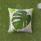 マレアモンステラ熱帯ハワイアンウォーターカラーグリーン アウトドアクッション (芝生)