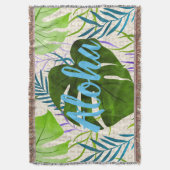 マレアモンステラ熱帯ハワイアンウォーターカラーグリーン スローブランケット (正面縦)