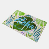 マレアモンステラ熱帯ハワイアンウォーターカラーグリーン ドアマット (アングル)