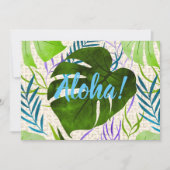 マレアモンステラ熱帯ハワイアンウォーターカラーグリーン 招待状 (正面)