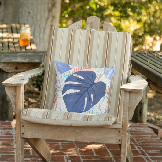 マレアモンステラ熱帯ハワイアン水カラー – 青 アウトドアクッション (椅子)