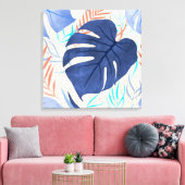 マレアモンステラ熱帯ハワイアン水カラー – 青 キャンバスプリント (インサイチュ (リビング))