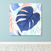 マレアモンステラ熱帯ハワイアン水カラー – 青 キャンバスプリント (インサイチュ (ウッドフロア))