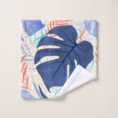 マレアモンステラ熱帯ハワイアン水カラー – 青 バスタオルセット (ウォッシュタオル)