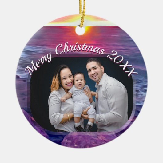 マレコンサンセットファミリークリスマス0911 セラミックオーナメント (正面)