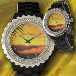 マレコンサンセット2441 腕時計<br><div class="desc">絵画の「Malecon Sunset 2441」コレクションウィメンズラインストーン時計は、カスタマイズ可能な顔で明るく輝き、時間を見て時計を見るのが大好き。製品ページでパーソナライズすクリックるか、「カスタマイズ」ボタンでパーソナライズする。メキシコのプエルトバ絵画ラルタにあるマレコンと呼ばれるビーチの遊歩道で美しい夕日を撮影した私の「マレコン・サンセット2441」から作られたデザイン。このコレクションで使用可能な照合製品。</div>