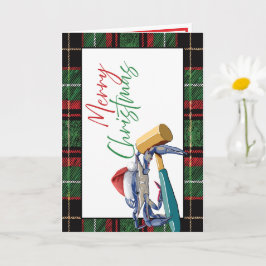 マレットクリスマスカード付きサンタブルーカニカスタム カード