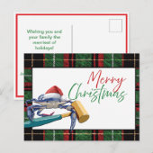 マレットクリスマスカード付きサンタブルーカニカスタム シーズンポストカード (正面/裏面)