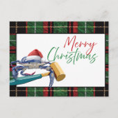 マレットクリスマスカード付きサンタブルーカニカスタム シーズンポストカード (正面)