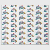 マレット付きサンタカニのクリスマスラッピング紙 ラッピングペーパー (フラット)