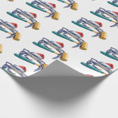 マレット付きサンタカニのクリスマスラッピング紙 ラッピングペーパー (角)