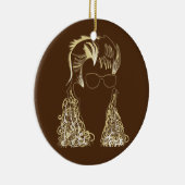 マレット狂気のクリスマスの飾りパーソナライズされた付け セラミックオーナメント (右)