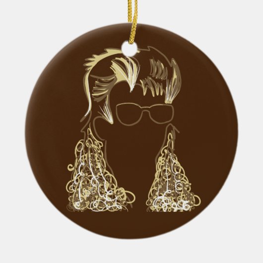 マレット狂気のクリスマスの飾りパーソナライズされた付け セラミックオーナメント (正面)