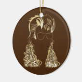 マレット狂気のクリスマスの飾りパーソナライズされた付け セラミックオーナメント (左)