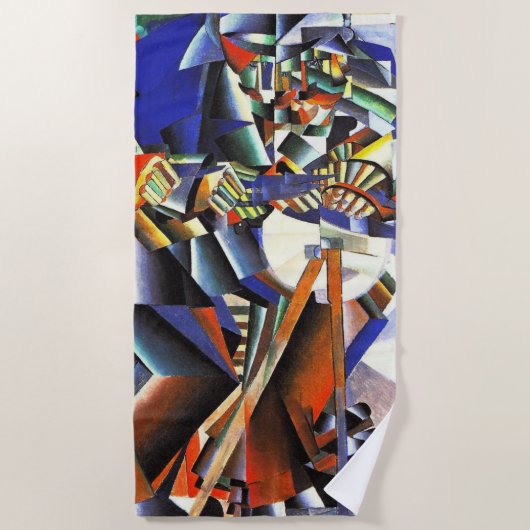 マレヴィッチ・カジミール・ザ・ナイフ・グラインダー ビーチタオル (正面)