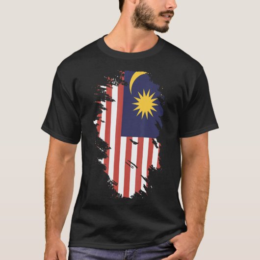 マレーシアおみやげ女子男性へ国旗 Tシャツ (正面)