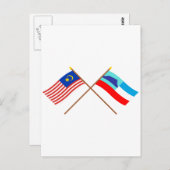 マレーシアとサバ州の国旗を横切った ポストカード (正面/裏面)