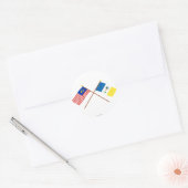 マレーシアとペナンの国境を越えた国旗 ラウンドシール (封筒)