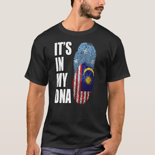 マレーシアとミクロネシアのミックスDNA伝統国旗 Tシャツ (正面)